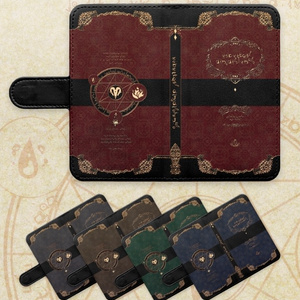 【Android/S/M/L/穴 なし】黒魔術書風 手帳型ケース
