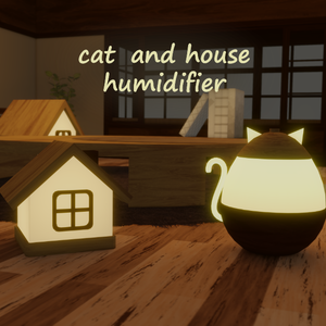 [VRC]猫と家の加湿器(パーティクル付き)