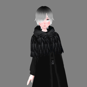 (VROID) FREE 自由 Feathered Hood with Long Coat ロングコートのフェザーフード