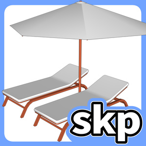 3Dビーチベッド＆パラソル(skp)