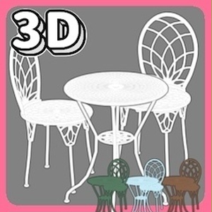 【線つき3D】ガーデンテーブルセット(クリスタ用3D/cs3o)