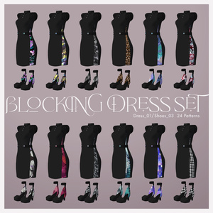 【NC's Cloth専用】Blocking Dress Set【Material・Texture】 缩略图 3