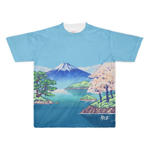 銭湯富士Tシャツ 【裏面：空色】