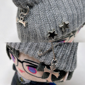 黒×ピンクファー】にじぱぺっと ぬい帽子 ぬい服 ネコ耳 ニット帽 10cm