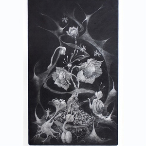 銅版画：乳花（ちちばな）大／nammary flower