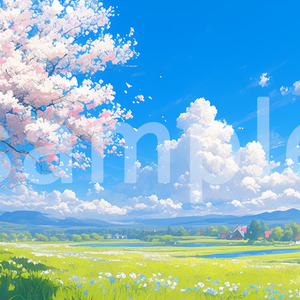 桜と青空のイラスト背景素材 5枚セット