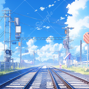 青空と線路のイラスト背景素材 5枚セット