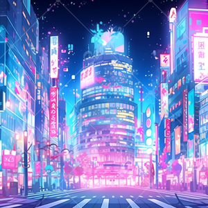 ネオンシティのイラスト背景素材 5枚セット