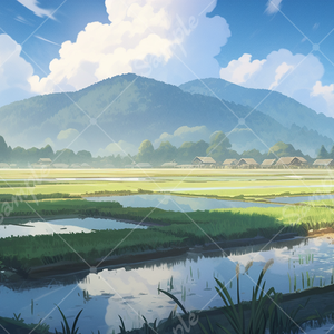 田んぼのイラスト背景素材 5枚セット