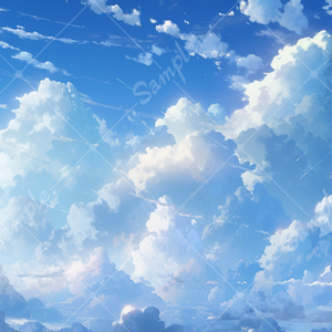 入道雲と青空のイラスト背景素材 5枚セット