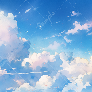 水彩画風の空 イラスト背景素材 5枚セット