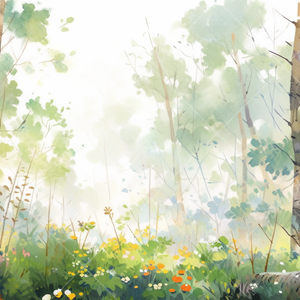 水彩画風の森 イラスト背景素材 5枚セット