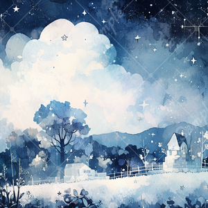 絵本風 おとぎ話みたいな夜空のイラスト背景素材 7枚セット