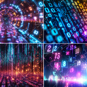 【無料あり】ネオン数字の配列 背景素材 19枚セット