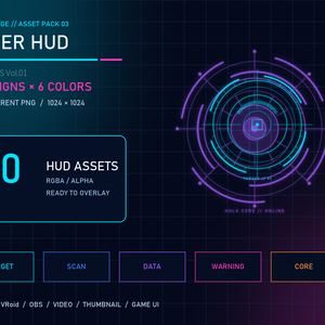 CYBER HUD ELEMENTS Vol.01｜HUD・ホログラム・配信素材 透過PNG 30種