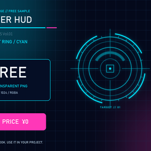 【無料】CYBER HUD ELEMENTS Vol.01 FREE SAMPLE｜サイバーHUD透過PNG