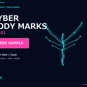 【無料】CYBER BODY MARKS Vol.01 FREE SAMPLE｜サイバーボディマーク透過PNG