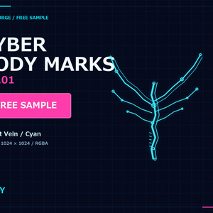 【無料】CYBER BODY MARKS Vol.01 FREE SAMPLE｜サイバーボディマーク透過PNG