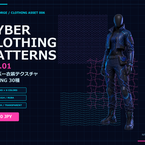 CYBER CLOTHING PATTERNS Vol.01｜VRoid・VRChat向け サイバー衣装テクスチャ30種