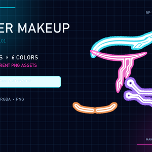 CYBER MAKEUP ACCENTS Vol.01｜VRoid・VRChat向け サイバーメイク・フェイスアクセント透過PNG 30種