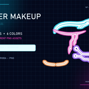 CYBER MAKEUP ACCENTS Vol.01｜VRoid・VRChat向け サイバーメイク・フェイスアクセント透過PNG 30種