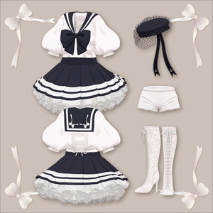 【5体対応】レースと手刺繍のセーラー服 | BEAMS [VR限定] 缩略图 9