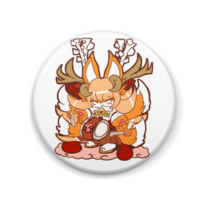 ツノイナリのキノハ「稲荷鹿踊り」缶バッジ