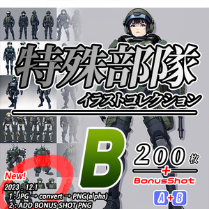 【デザイン集】軍・警察／特殊部隊／特殊兵装／武装／イラスト[コレクションB] 　+　Bonus画像