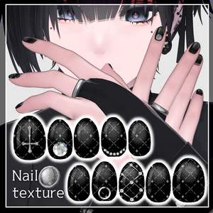 【悠莉対応】Black magnet nail texture【複数アバター対応】