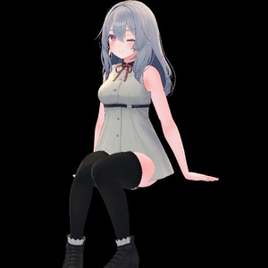 【無料】内股で座ってるポーズ(女の子) 缩略图 3