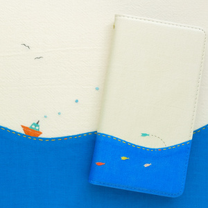 海にゆこうよ！ 手帳型スマホケース ベルトなし　【 海 夏 ストラップホール iPhone 】 