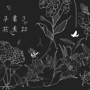 【無料版/有料版】手描きペン画風の花の素材集