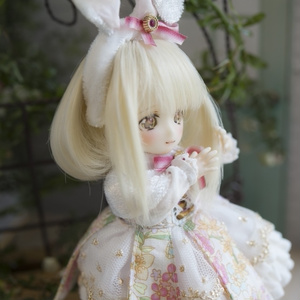 ごまにゃん様　ぬい服　ハンドメイド　メイド　10cm ピンク　水色　ツイード ごまにゃん様 ぬい服 ハンドメイド メイド 10cm ピンク 水色