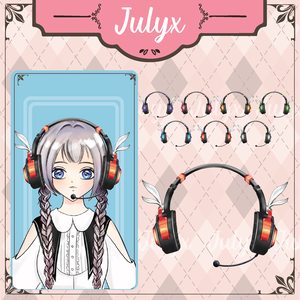 Vtuber向けのかわいいうさ耳ヘッドホンモデル（7色）