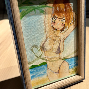 海の水着少女の水彩原画