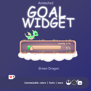 Dragon Goal Widget For Twitch, Twitch Goal Widget, Twitch Goal Widget For Stream | Animated | OBS | StreamElements | Green | Fantasy