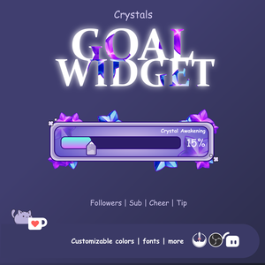 Crystal Goal Widget for Twitch, Goal Widget Fantasy, Donation Goal for Twitch, Sub Goal | StreamElements | OBS | Streamlabs | Twitch
