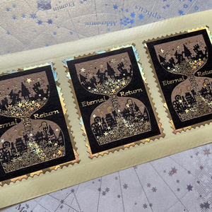 切手型箔押しシール5枚セット【砂時計】