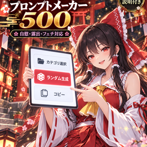 【R-18】成人ソロ・ランダムプロンプトメーカー500｜自慰・露出・排泄・おなら｜Adult Solo Prompt Generator 500 – Masturbation, Exhibition, Scat & Fart