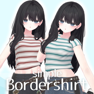 【VRChat 3D衣装】シンプルボーダーシャツ