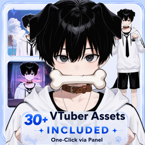 【live2d汎用モデル】黒髪 男の子 犬キャラクター・多表情対応・VTS対応 | Black-haired Boy Dog Character