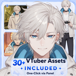【live2d汎用モデル】白髪・ジャケット・青年・美少年・多表情対応・VTS対応 | White Hair, Jacket, Young Man, Bishonen, Multi-Expression, VTS Compatible