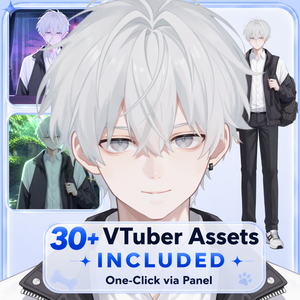 【Live2D汎用モデル】白髪の学園服少年・多表情対応・VTube Studio対応 | School Uniform Boy VTuber Model