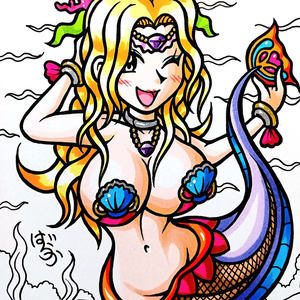 original, hand-drawn, original character / ミニ色紙「春の