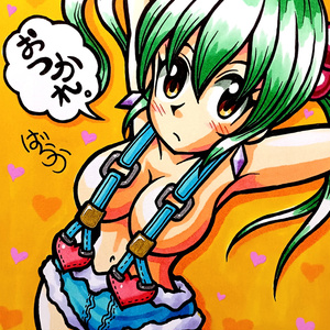 手描きイラスト ミニ色紙 春の野原の妖精さん イラスト