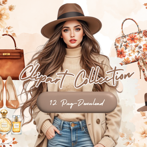 秋ファッションの水彩クリップアートセット（全15点）｜PNG Fall Fashion Watercolor Clipart Set (15 PNGs)