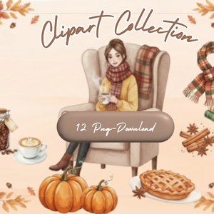 水彩スイーツ＆読書 クリップアートセット（全12点）｜PNG Watercolor Sweets & Reading Clipart Set (12 PNGs)