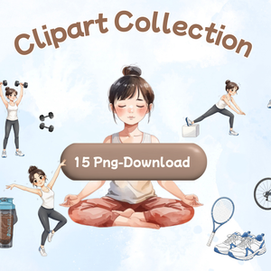 水彩スポーツガール クリップアートセット（全15点）｜PNG Watercolor Sports Girl Clipart Set (15 PNGs)