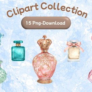 水彩風 香水ボトル クリップアートセット（全15点）｜Watercolor Perfume Bottles Clipart Set (15 PNGs)
