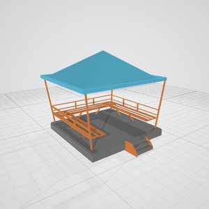 3dモデル　ベンチ　屋根　